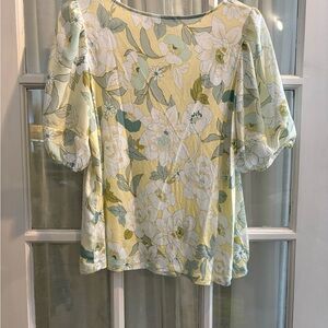Floral Yellow and Green Women's Top